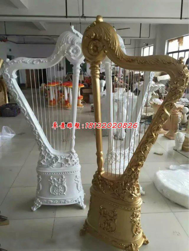 玻璃鋼豎琴雕塑，玻璃鋼仿真雕塑
