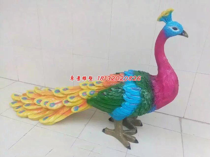 玻璃鋼孔雀雕塑，彩繪孔雀雕塑