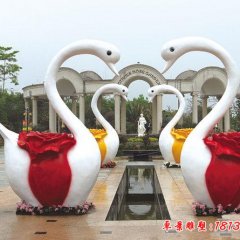 玻璃鋼天鵝雕塑，愛心鵝雕塑