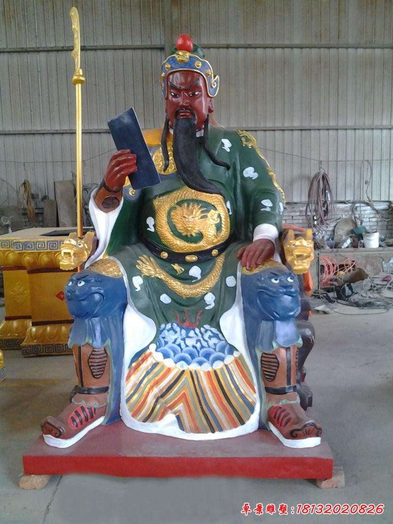 關(guān)公讀春秋雕塑,玻璃鋼關(guān)公雕塑