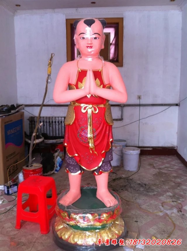 玻璃鋼善財(cái)?shù)袼?，寺廟神仙雕塑