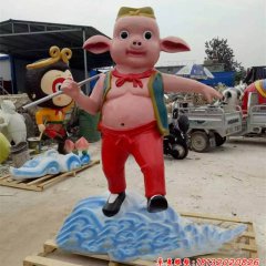 卡通豬八戒雕塑，玻璃鋼卡通動物雕塑
