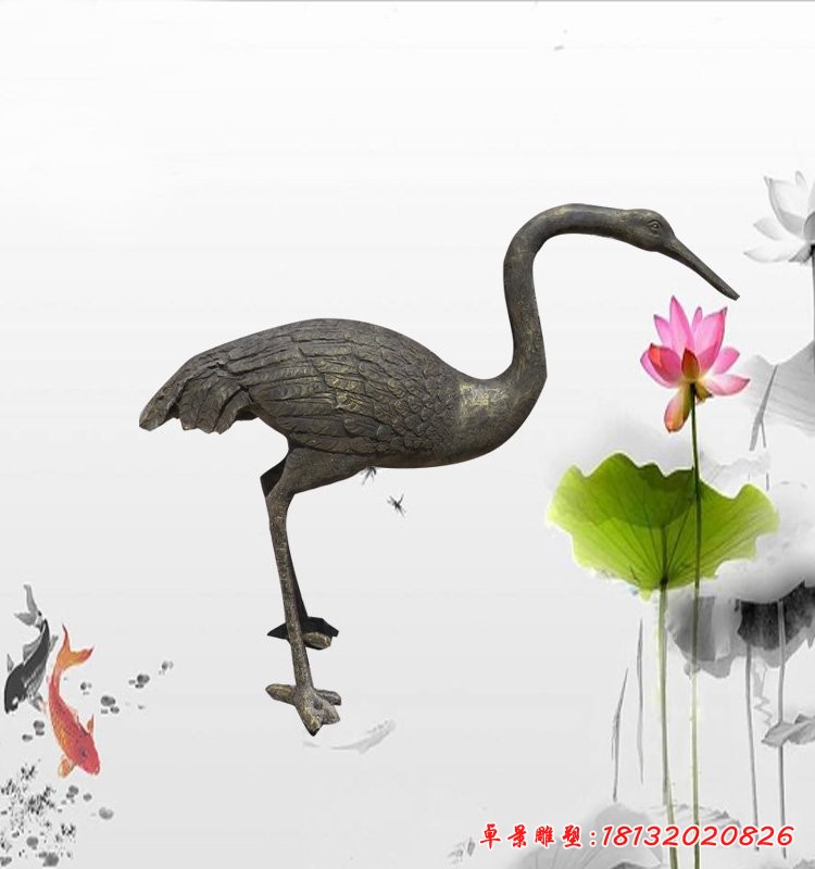 玻璃鋼丹頂鶴，仿銅動(dòng)物雕塑
