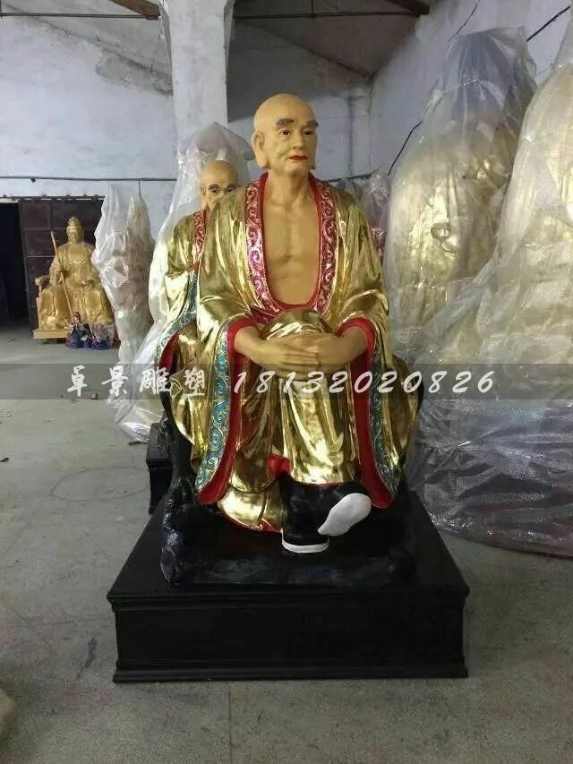 十八羅漢雕塑，玻璃鋼貼金佛像