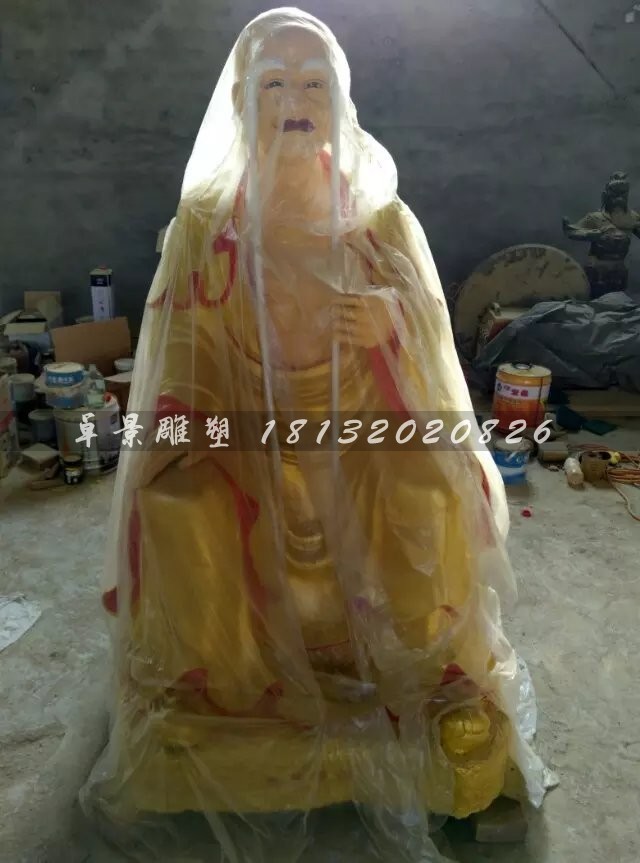 十八羅漢雕塑，玻璃鋼貼金佛像