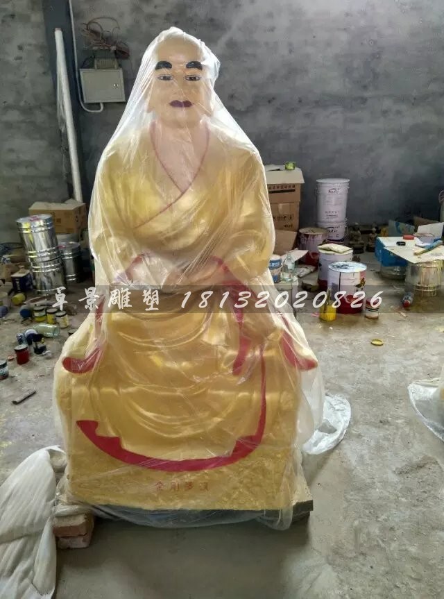 十八羅漢雕塑，玻璃鋼貼金佛像