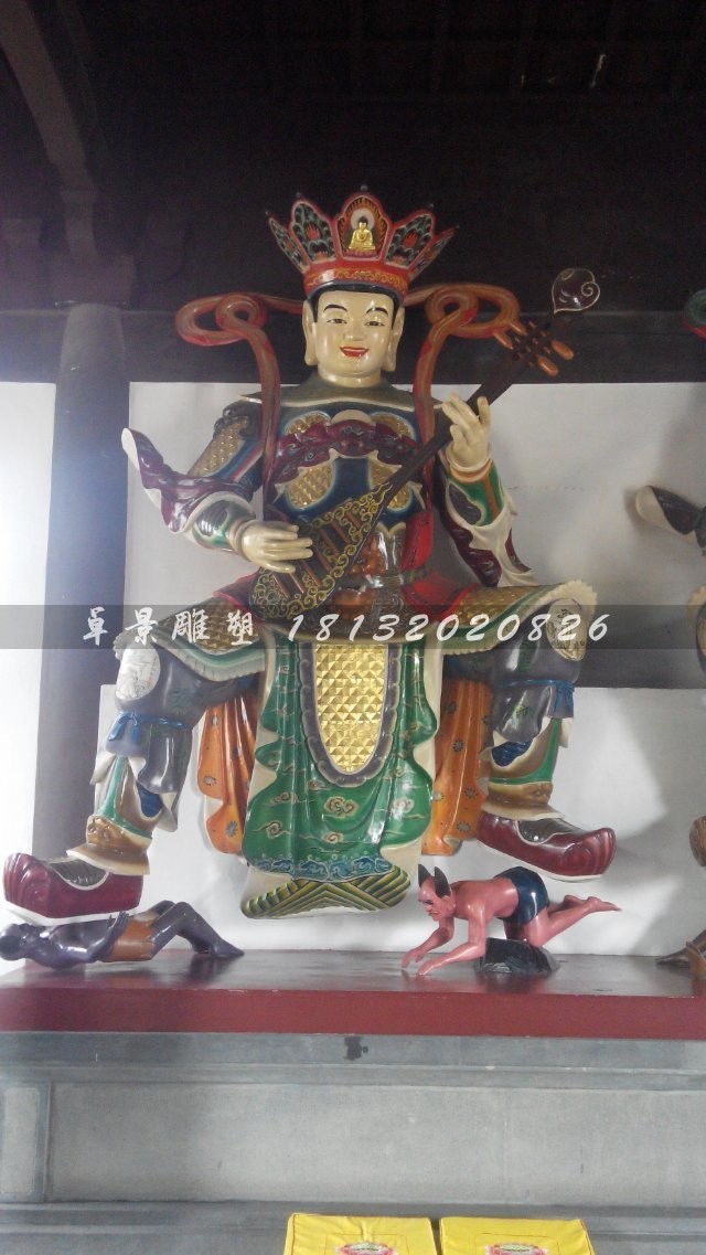 玻璃鋼四大金剛雕塑，彩繪神仙雕塑