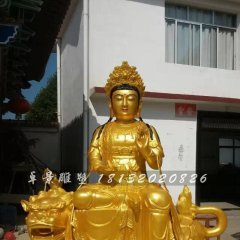 玻璃鋼文殊菩薩雕塑，鎏金佛像雕塑