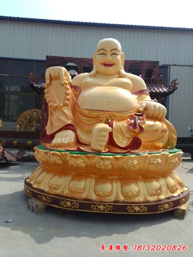 笑面佛雕塑，玻璃鋼坐式佛像