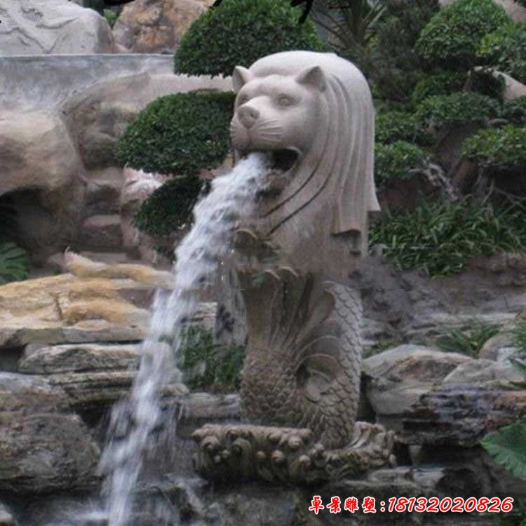 景區(qū)噴水魚(yú)尾獅石雕