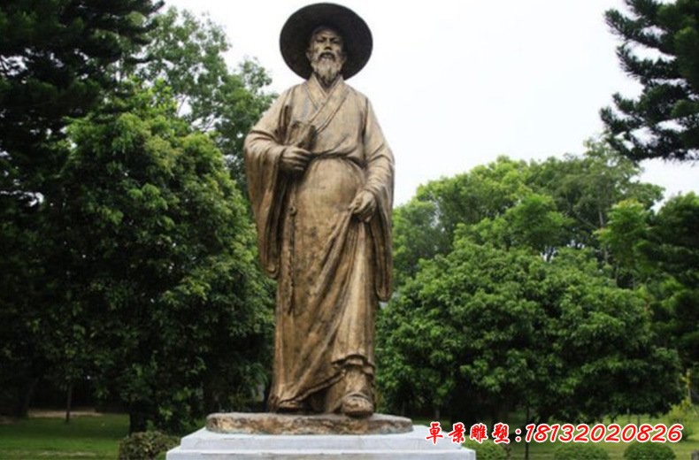 蘇軾人物銅雕，書畫家