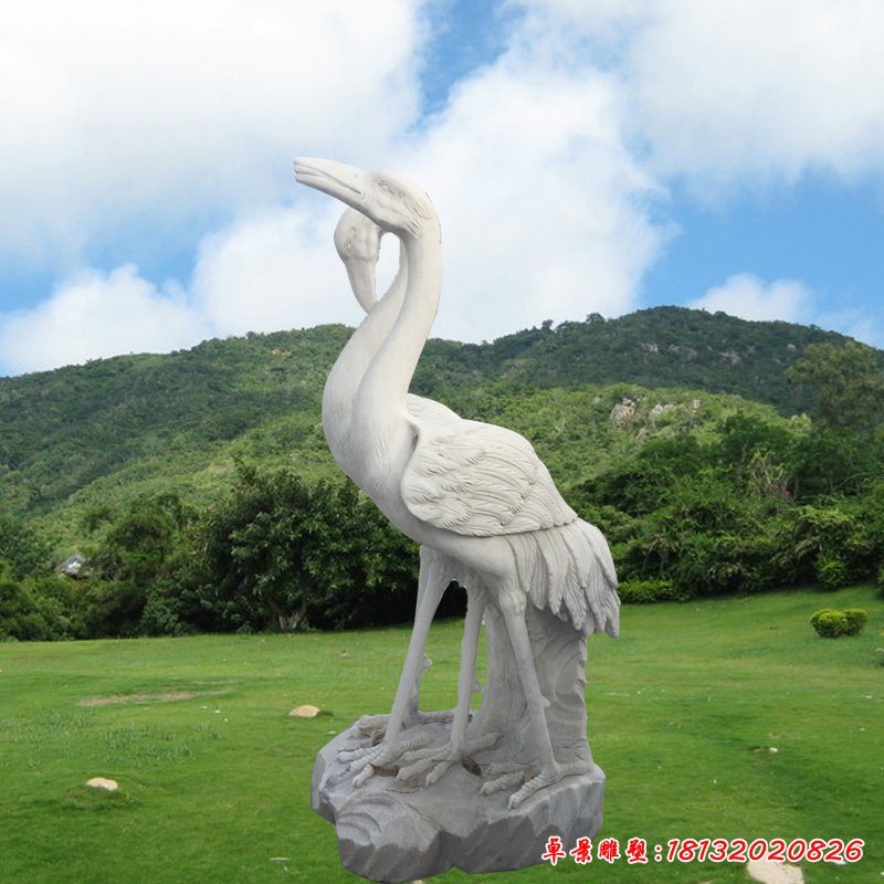 公園石雕仙鶴擺件,大理石動(dòng)物是