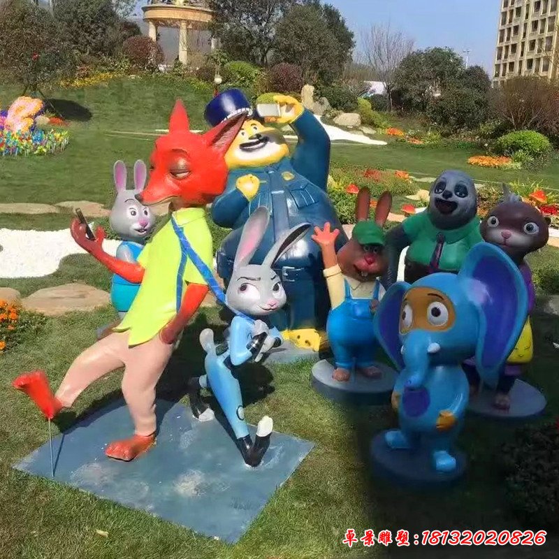 游樂場景觀擺件，玻璃鋼瘋狂動物城雕塑 (2)(1)